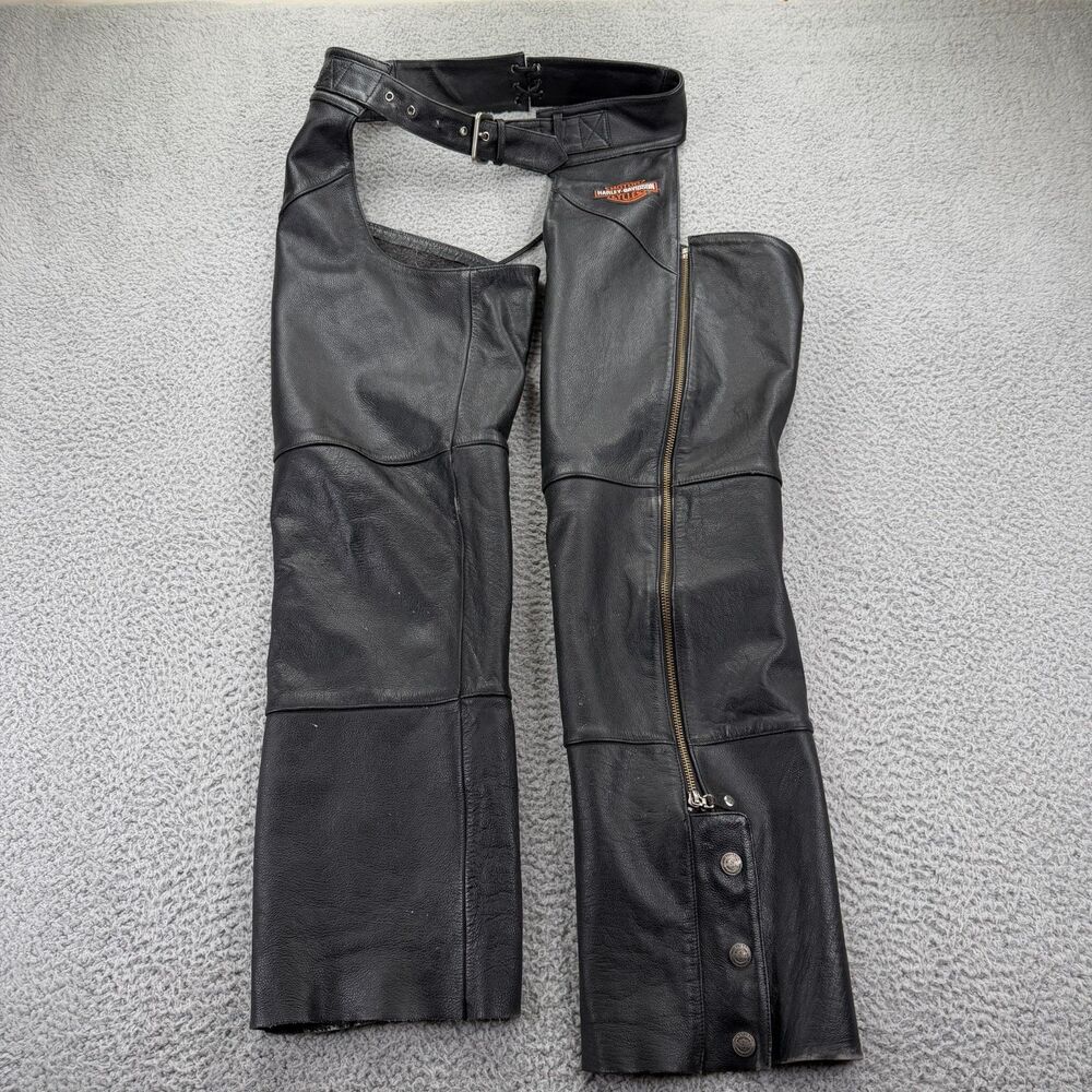 Harley Davidson Leather Motorcycle Chaps Riding Gear Short Medium  98090-08VS